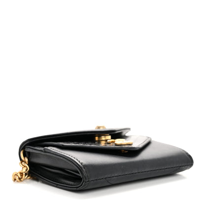Chanel Snakeskin Calfskin Embossed Chevron Quilted CC Chain Wallet Black 4 of 11