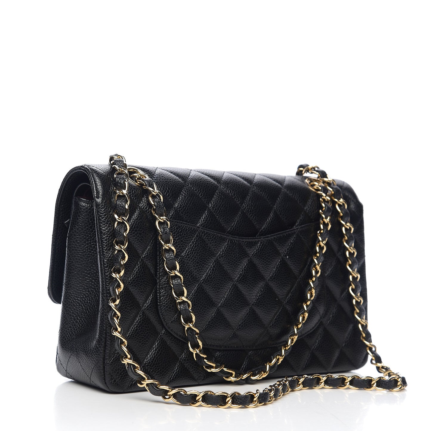 Caviar Quilted Medium Double Flap Black