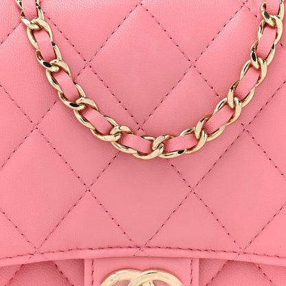 Chanel Lambskin Quilted Chain Handle Round Wallet On Chain WOC Pink 10 of 19