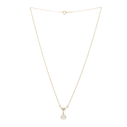 Mikimoto 18K Yellow Gold Diamond Akoya Pearl 7.5mm Pendant Necklace 3 of 5