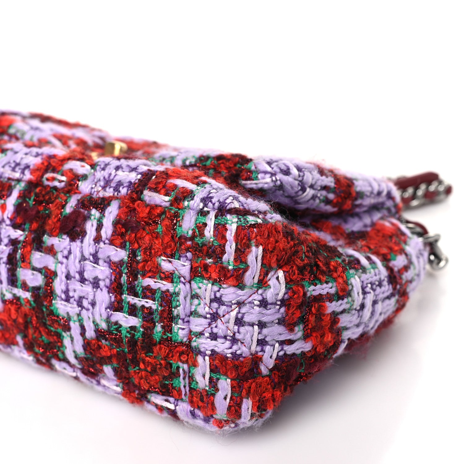 Chanel Tweed Quilted Medium Chanel 19 Flap Red Purple Green 9 of 9