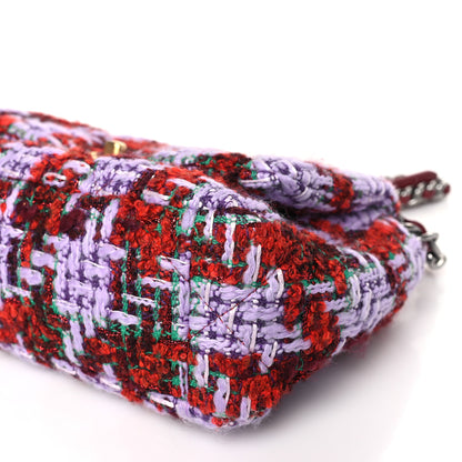 Chanel Tweed Quilted Medium Chanel 19 Flap Red Purple Green 9 of 9