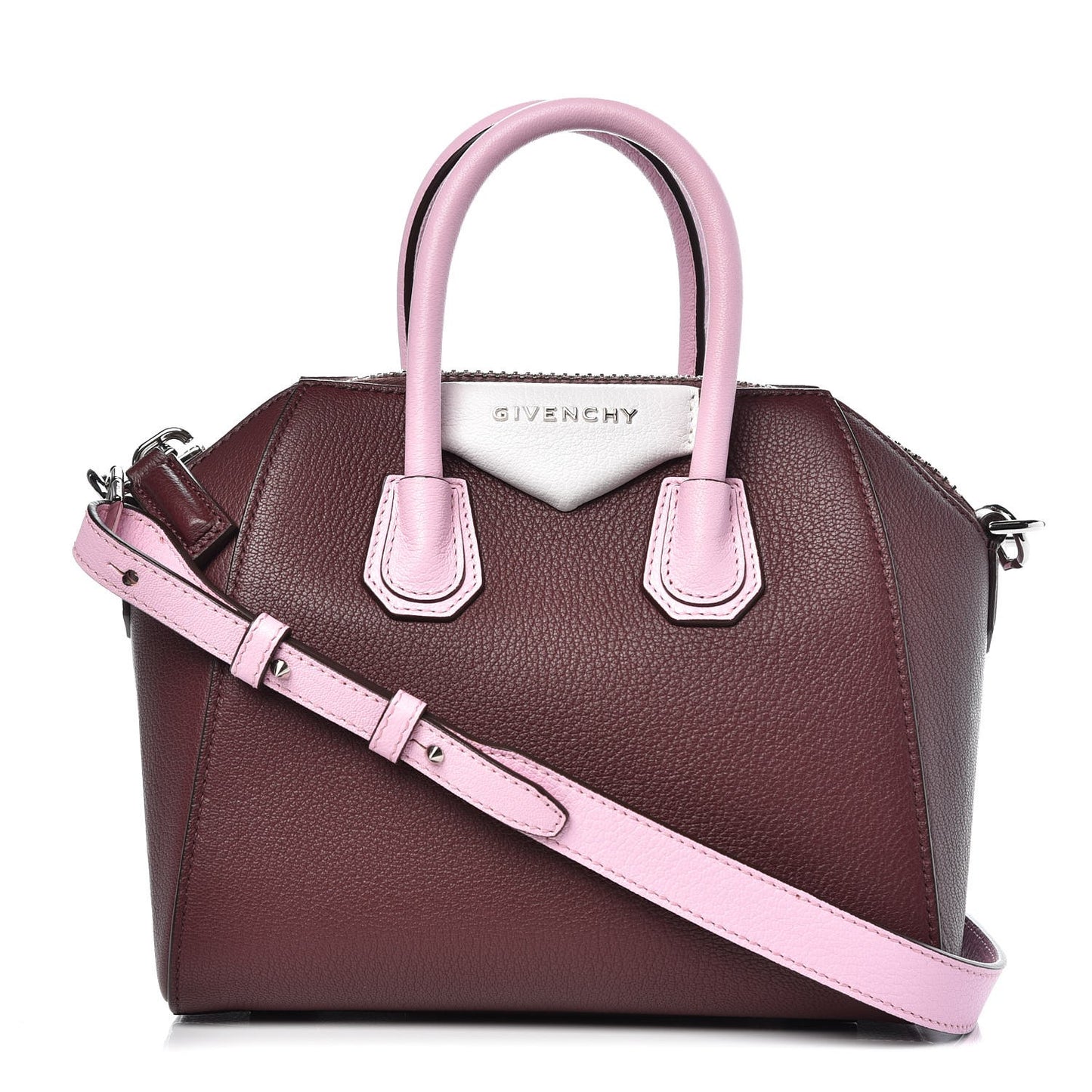 Sugar Goatskin Mini Tri-Color Antigona Burgundy Pink White