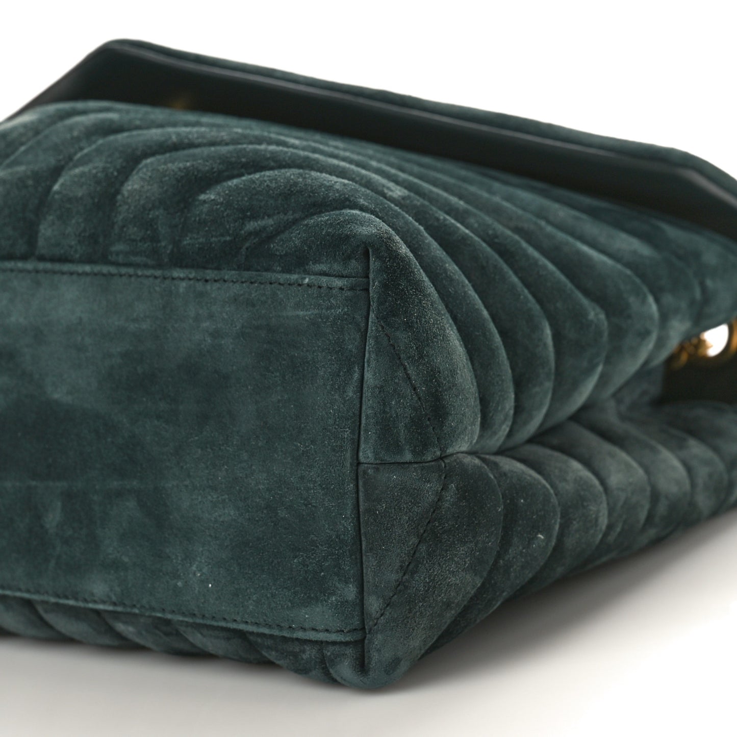 Suede Y Quilted Monogram Medium Loulou Chain Satchel Deep Green
