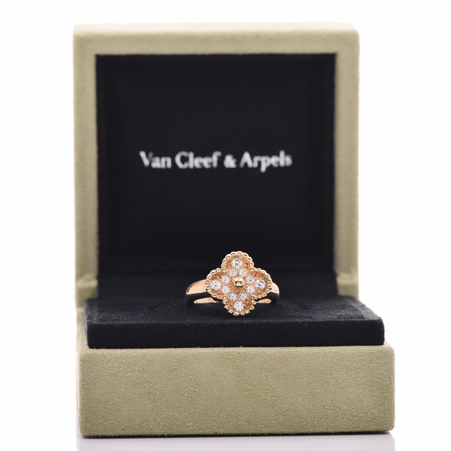 Van Cleef & Arpels 18K Yellow Gold Diamond Vintage Alhambra Ring 52 6 7 of 7