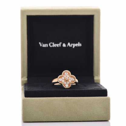 Van Cleef & Arpels 18K Yellow Gold Diamond Vintage Alhambra Ring 52 6 7 of 7