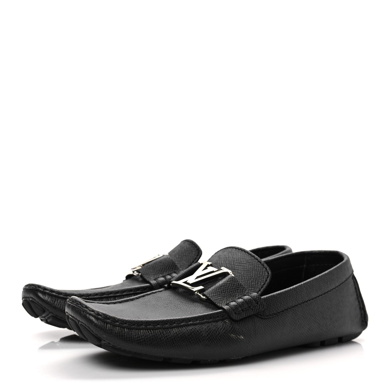 Louis Vuitton Taiga Mens Monte Carlo Car Shoe Moccasin Loafers 8 Black 3 of 11