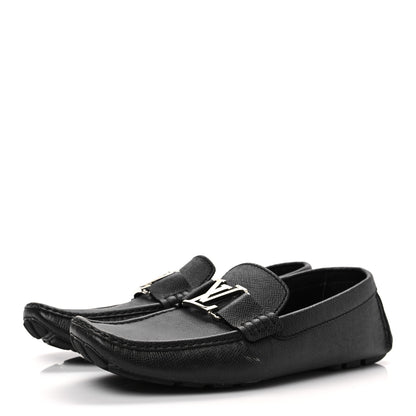 Louis Vuitton Taiga Mens Monte Carlo Car Shoe Moccasin Loafers 8 Black 3 of 11