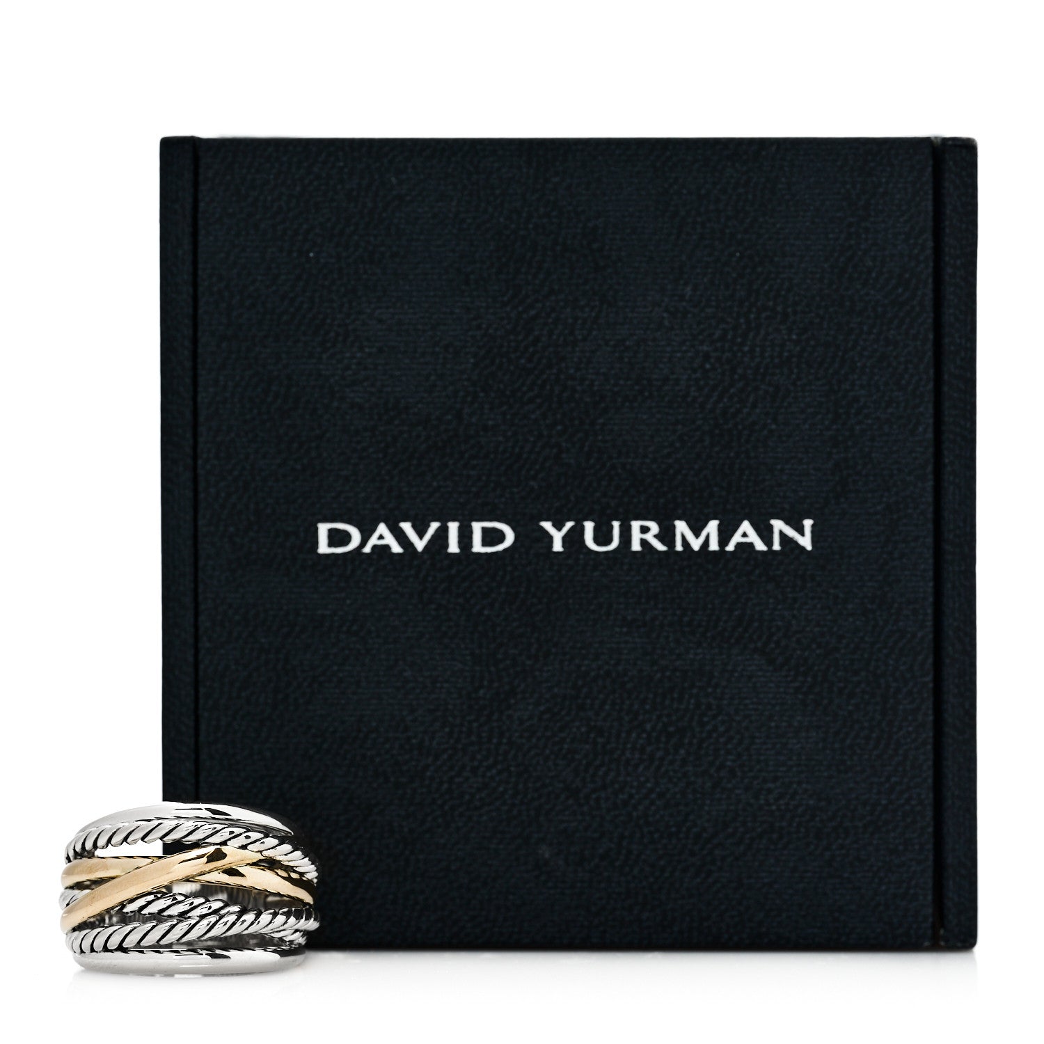 David Yurman Sterling Silver 14K Yellow Gold Wide Crossover Ring 58 8.25 5 of 5