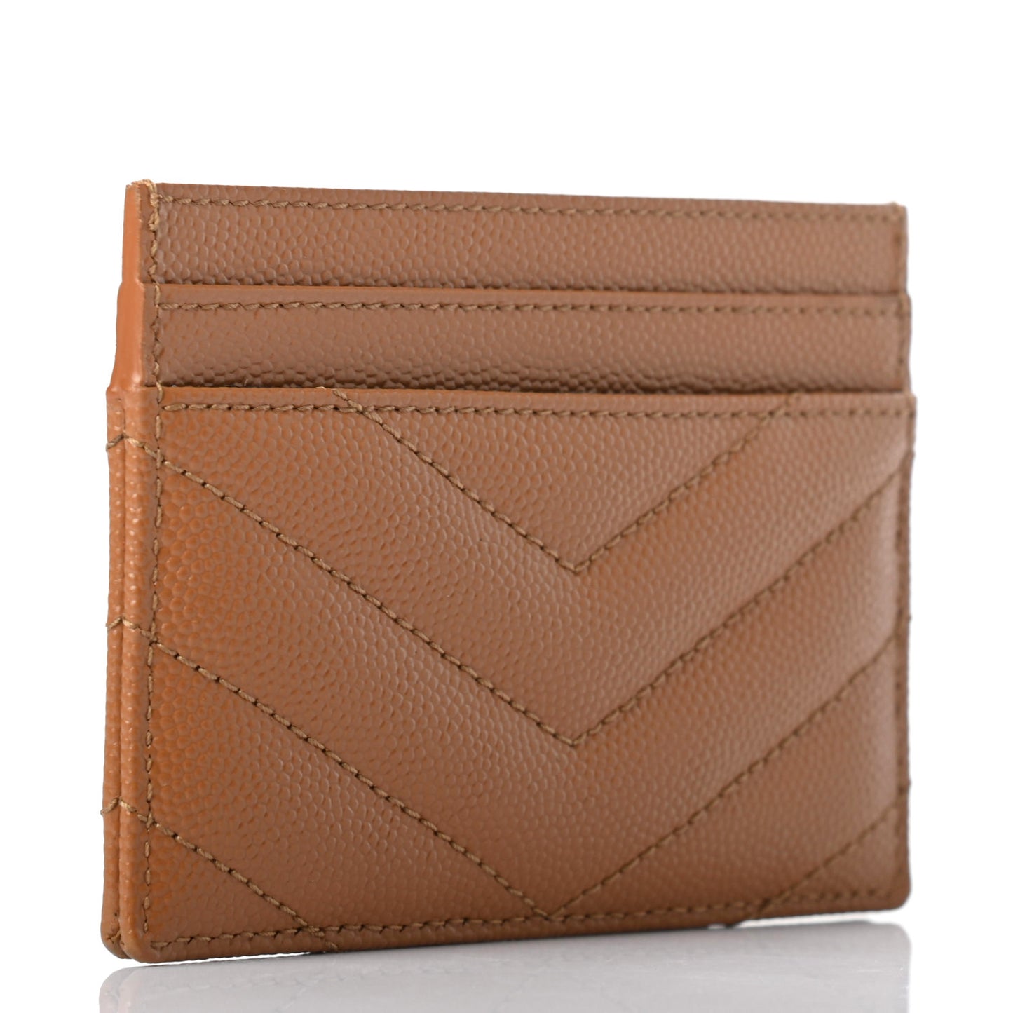 Grain De Poudre Matelasse Chevron Monogram Credit Card Case Natural Dark