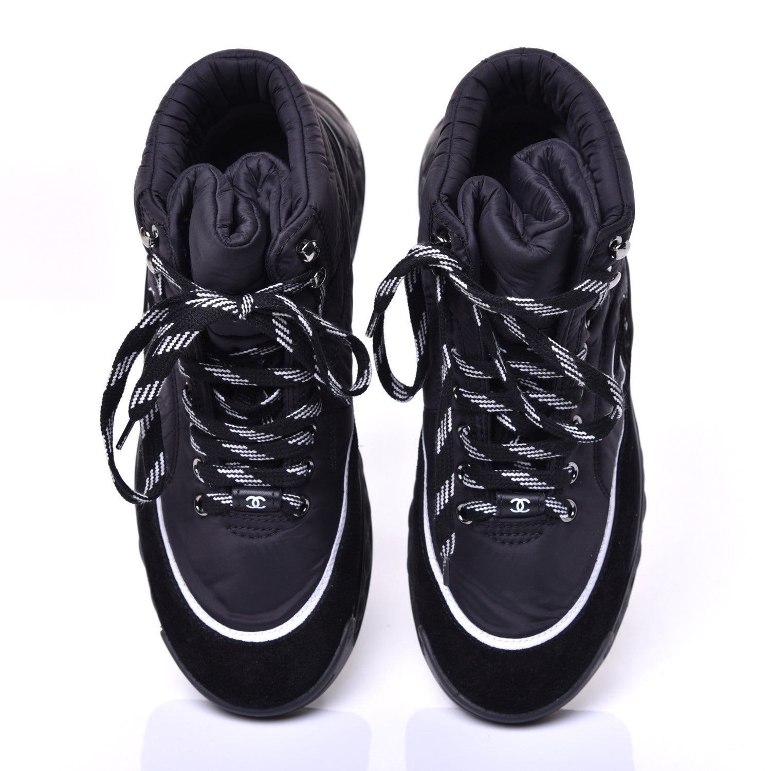 Chanel Fabric Suede Womens CC Sneakers 39 Black 5 of 9