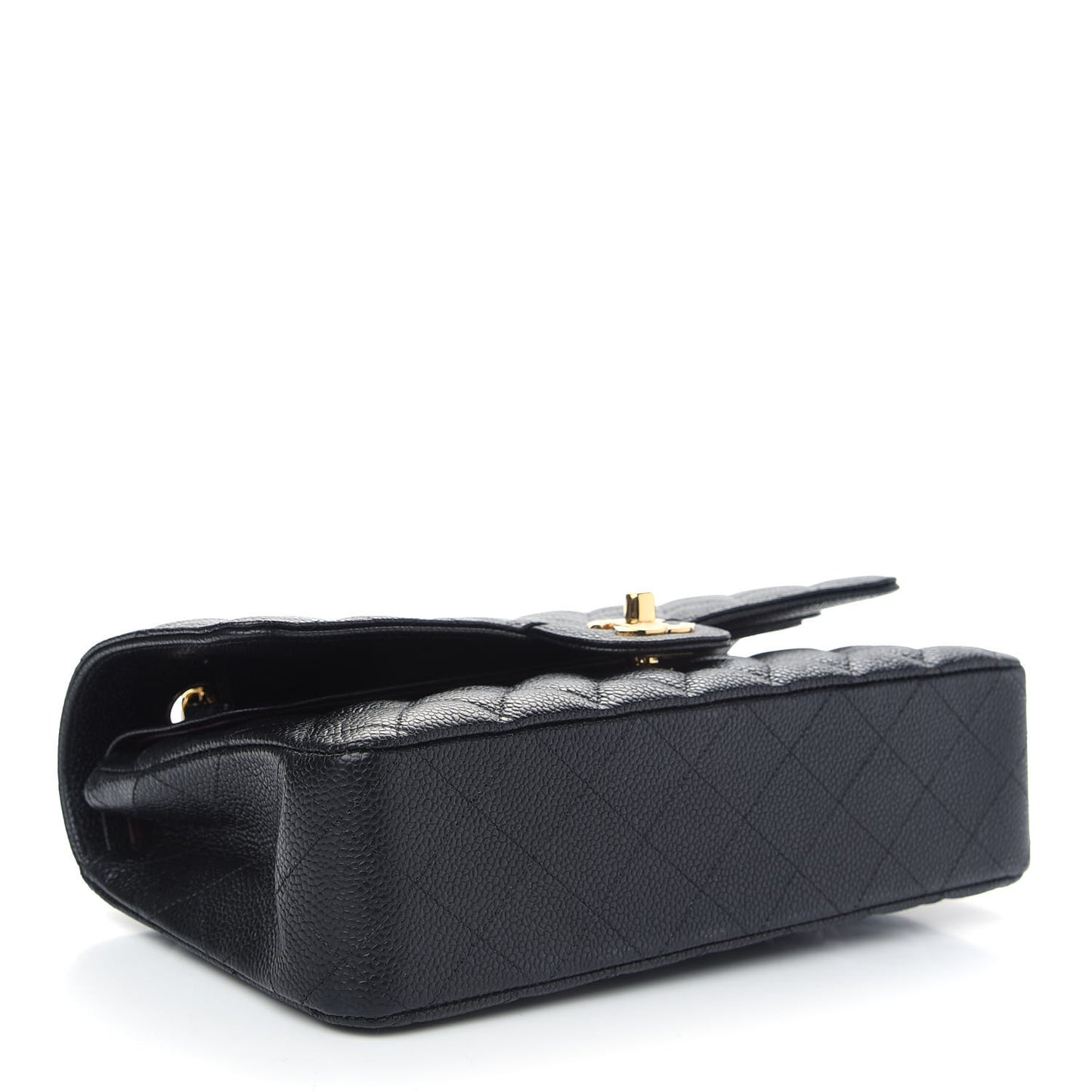 Caviar Quilted Medium Double Flap Black
