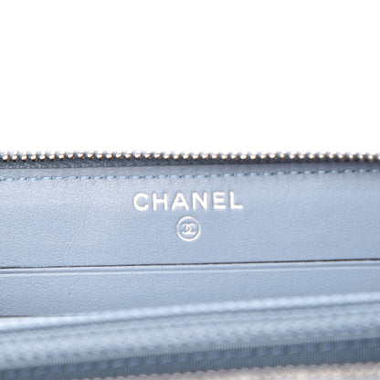 Chanel Faded Patent Calfskin Quilted Small Zip Around Wallet Blue 6 of 9