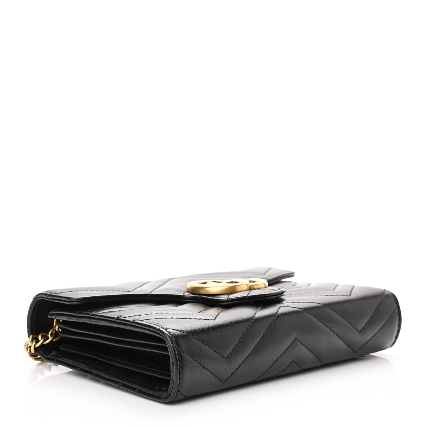 Calfskin Matelasse GG Marmont Chain Wallet Black