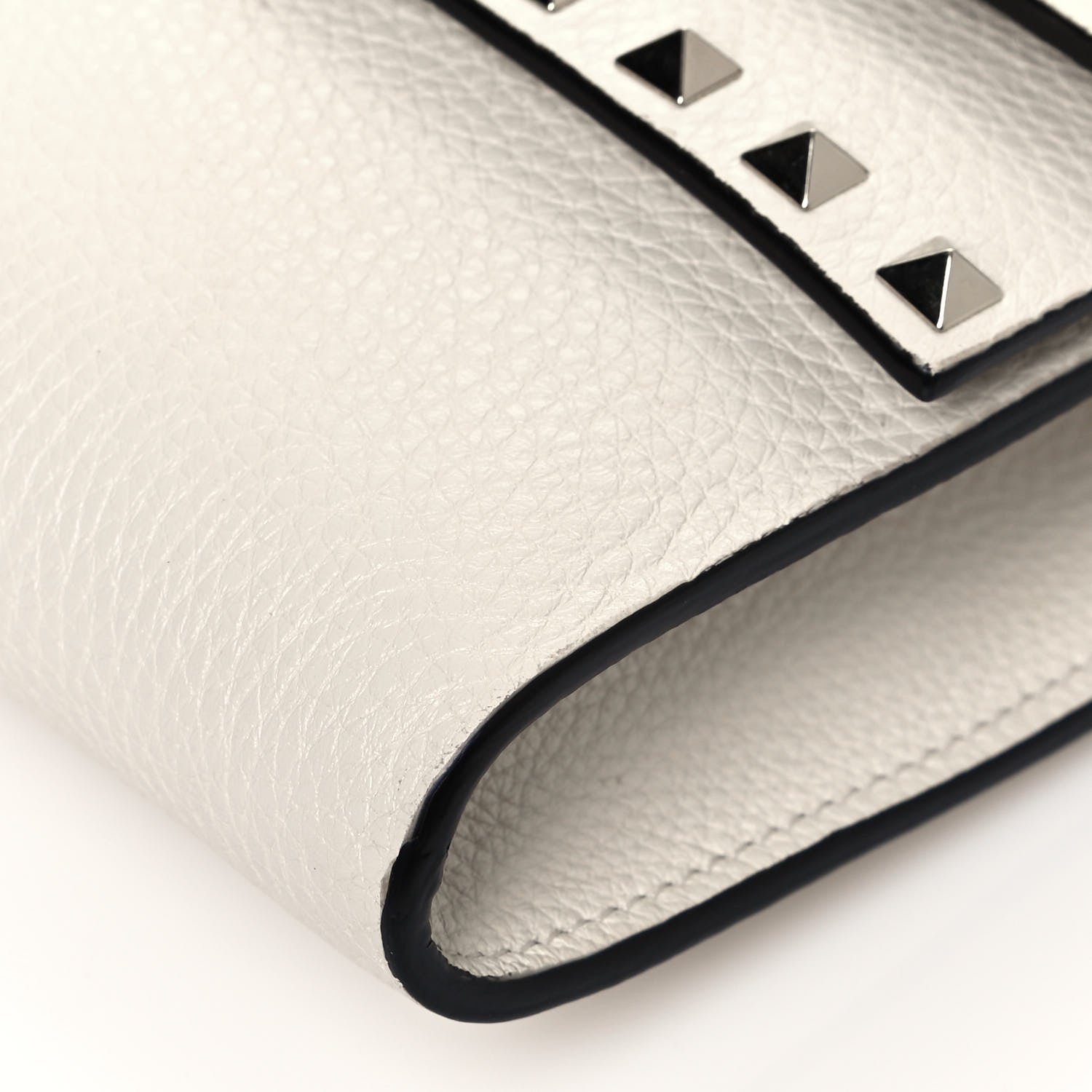 Valentino Garavani Pebbled Calfskin Rockstud Double Flap Crossbody Bag White 9 of 13