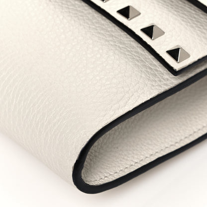 Valentino Garavani Pebbled Calfskin Rockstud Double Flap Crossbody Bag White 9 of 13