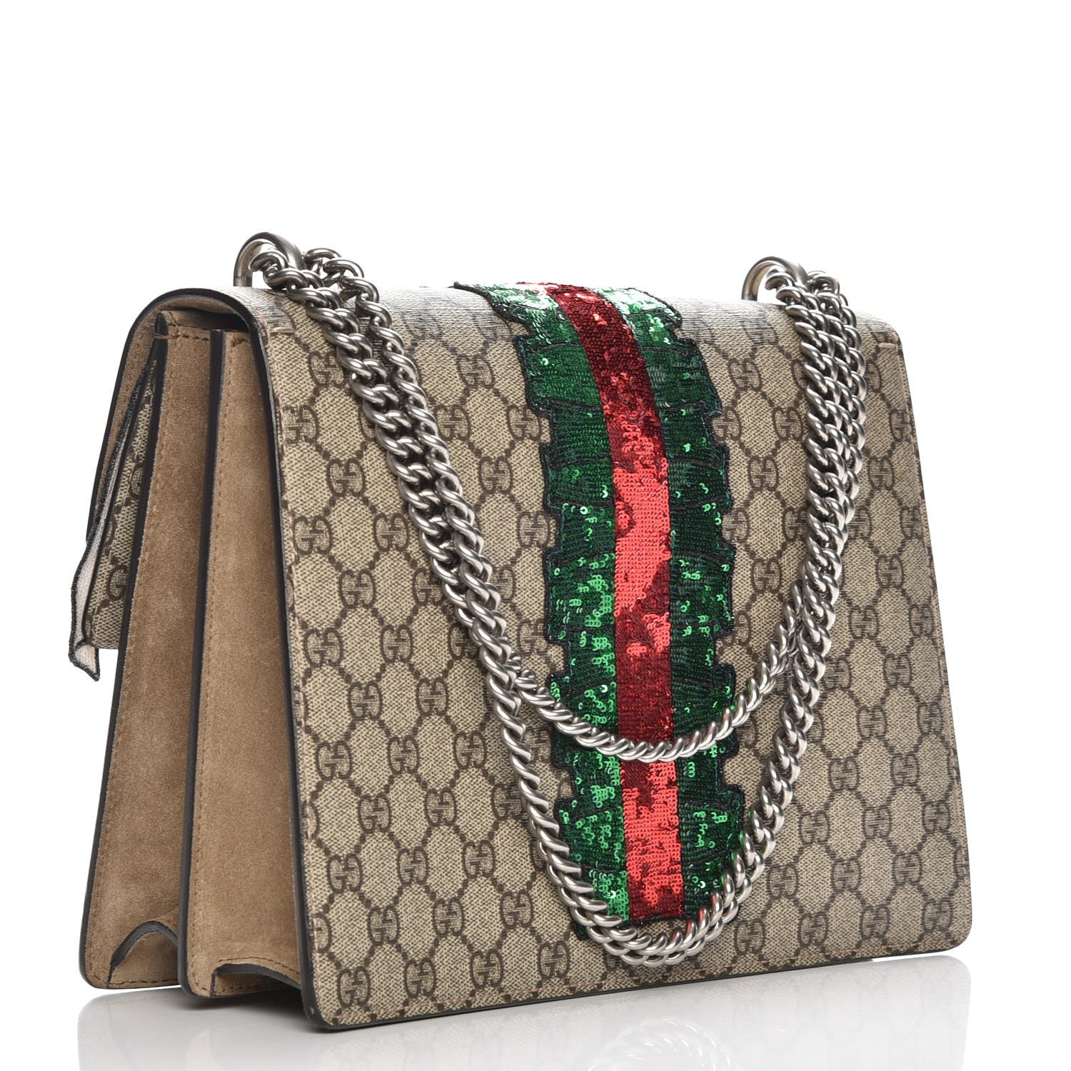 Gucci GG Supreme Monogram Lightning Embroidered Medium Dionysus Shoulder Bag Beige 3 of 7