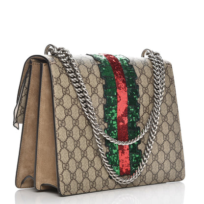 Gucci GG Supreme Monogram Lightning Embroidered Medium Dionysus Shoulder Bag Beige 3 of 7