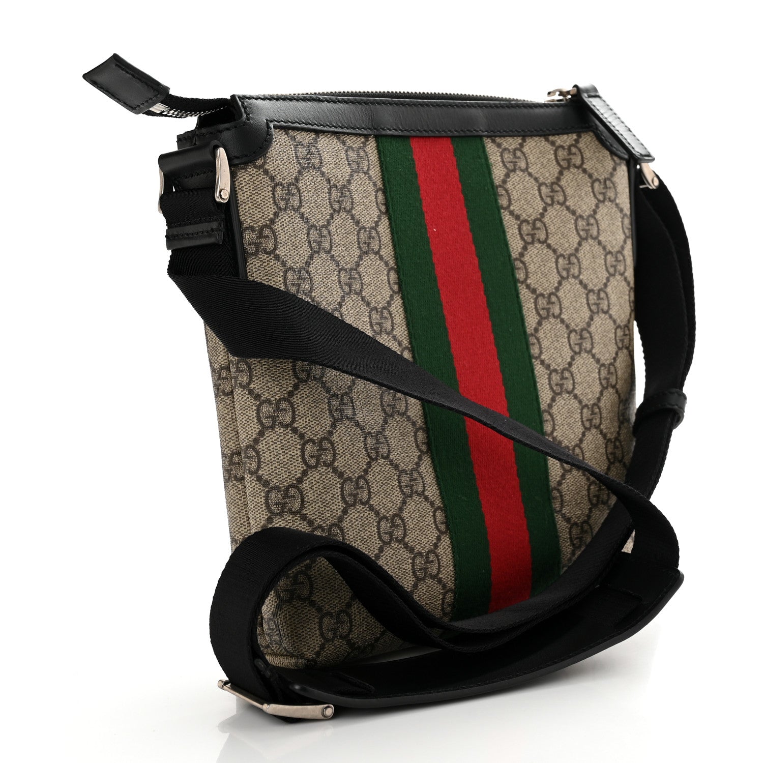 Gucci GG Supreme Monogram Web Messenger Bag Black 2 of 11