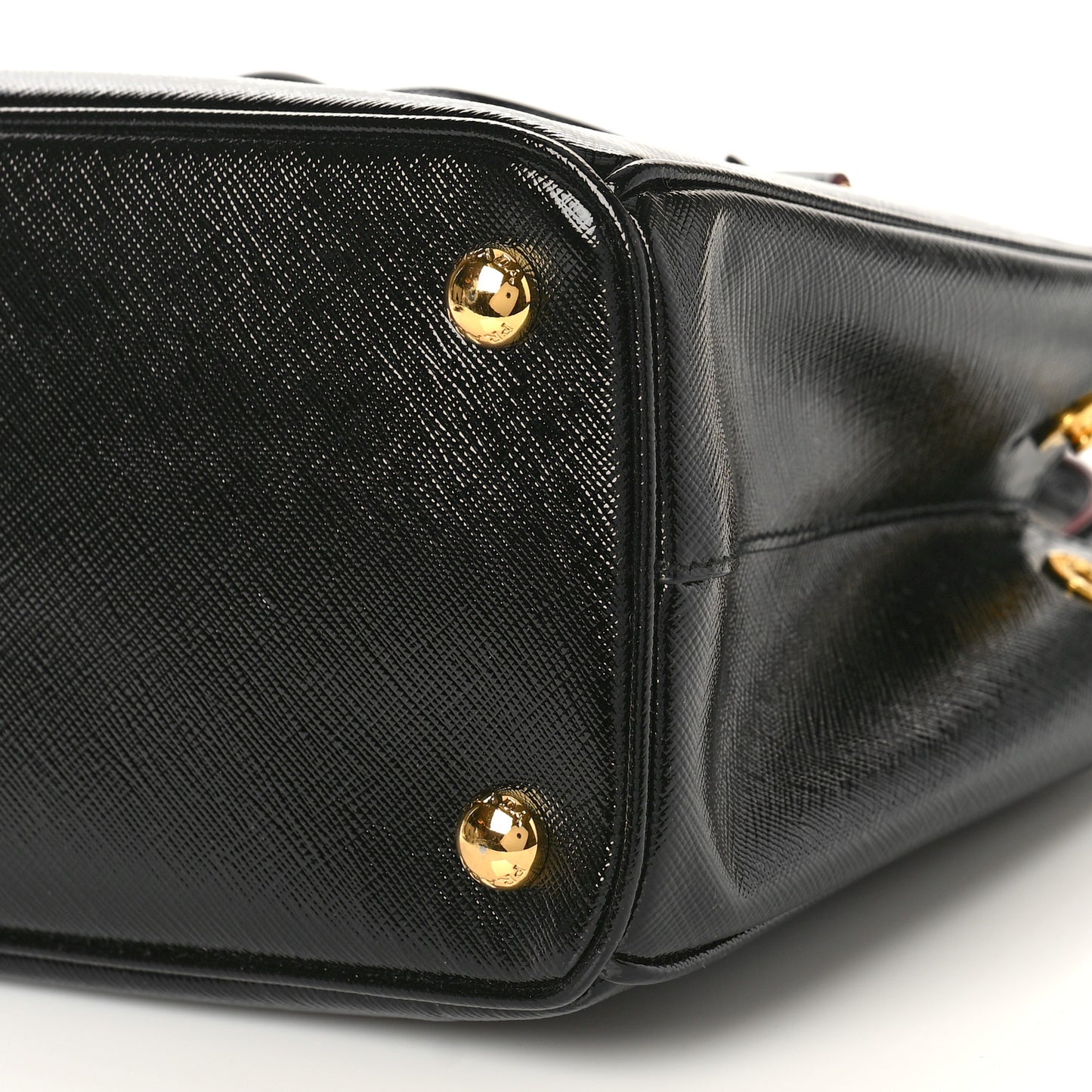 Saffiano Vernice Small Galleria Double Zip Tote Black Rosso