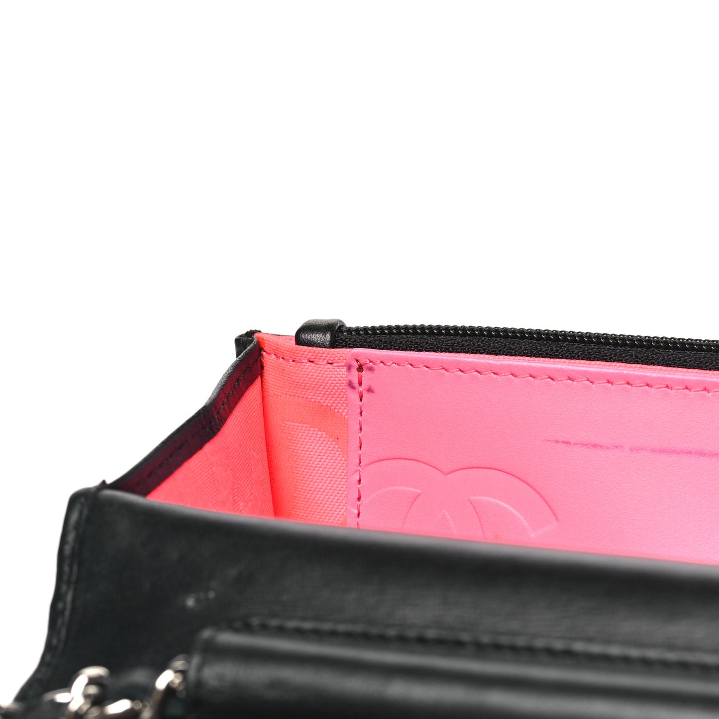 Calfskin Quilted Cambon Wallet on Chain WOC Black