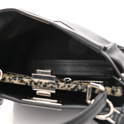 Fendi Vitello Dolce Shiny Nappa Plexglass Granite Medium Peekaboo Iconic Satchel Black 5 of 11