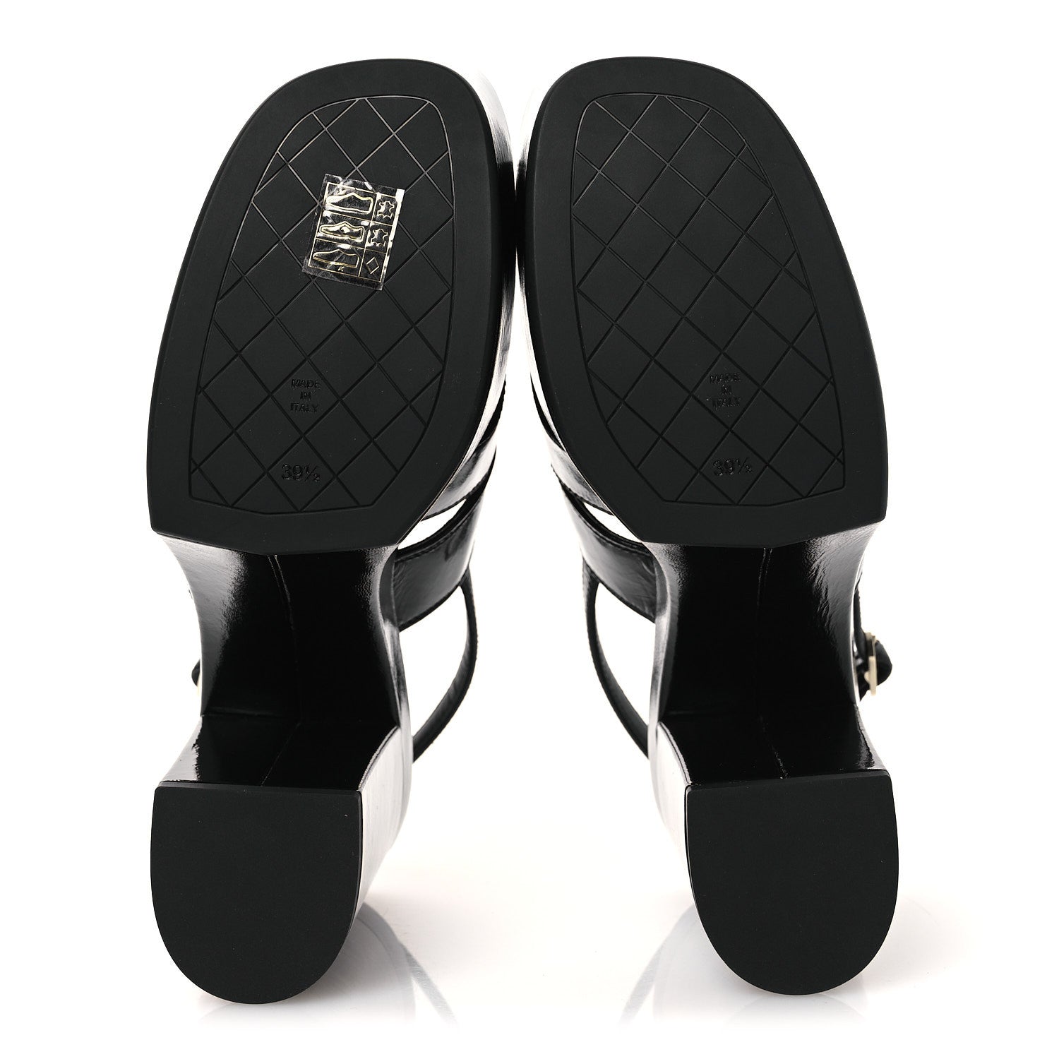 Chanel Crumpled Patent Lambskin Platform Sandals 39.5 Black 7 of 11