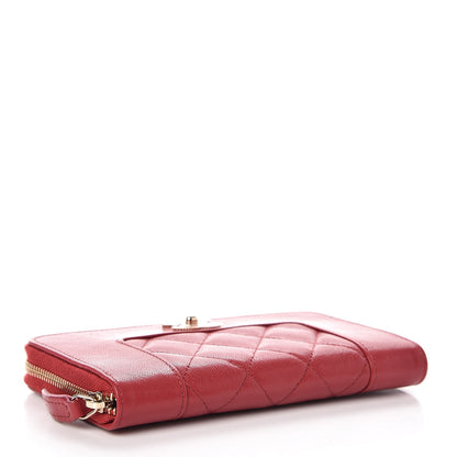 Chanel Sheepskin Quilted Mademoiselle Vintage Zip Around Wallet Red 4 of 9