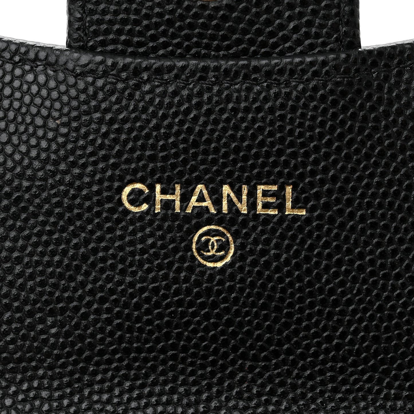Caviar Quilted Flap Card Holder On Chain Black