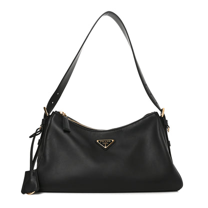 Prada Soft Calfskin Medium Aimee Shoulder Bag Black 1 of 9
