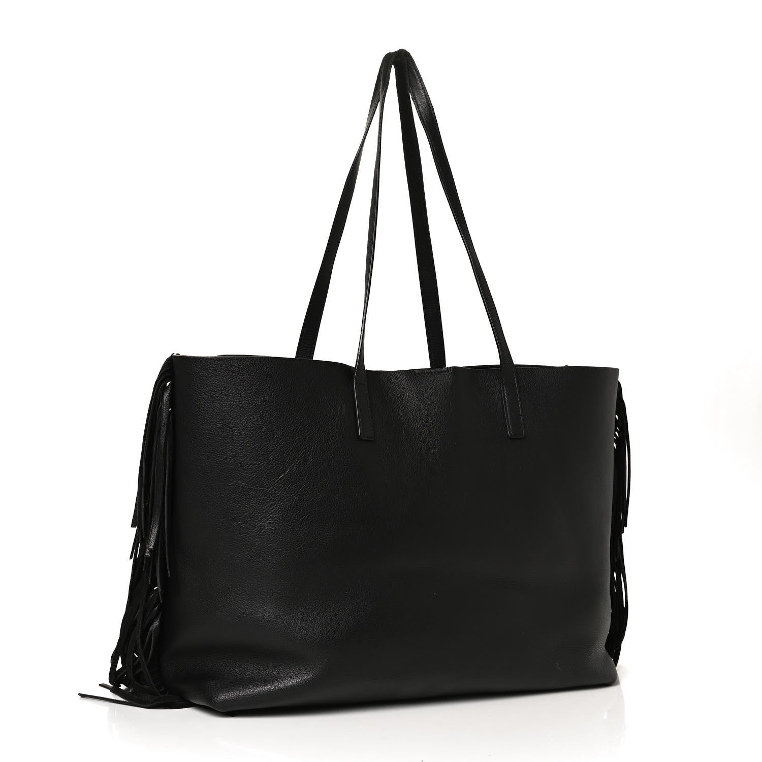 Saint Laurent Calfskin Large Fringe Shopping Tote Black 3 of 15