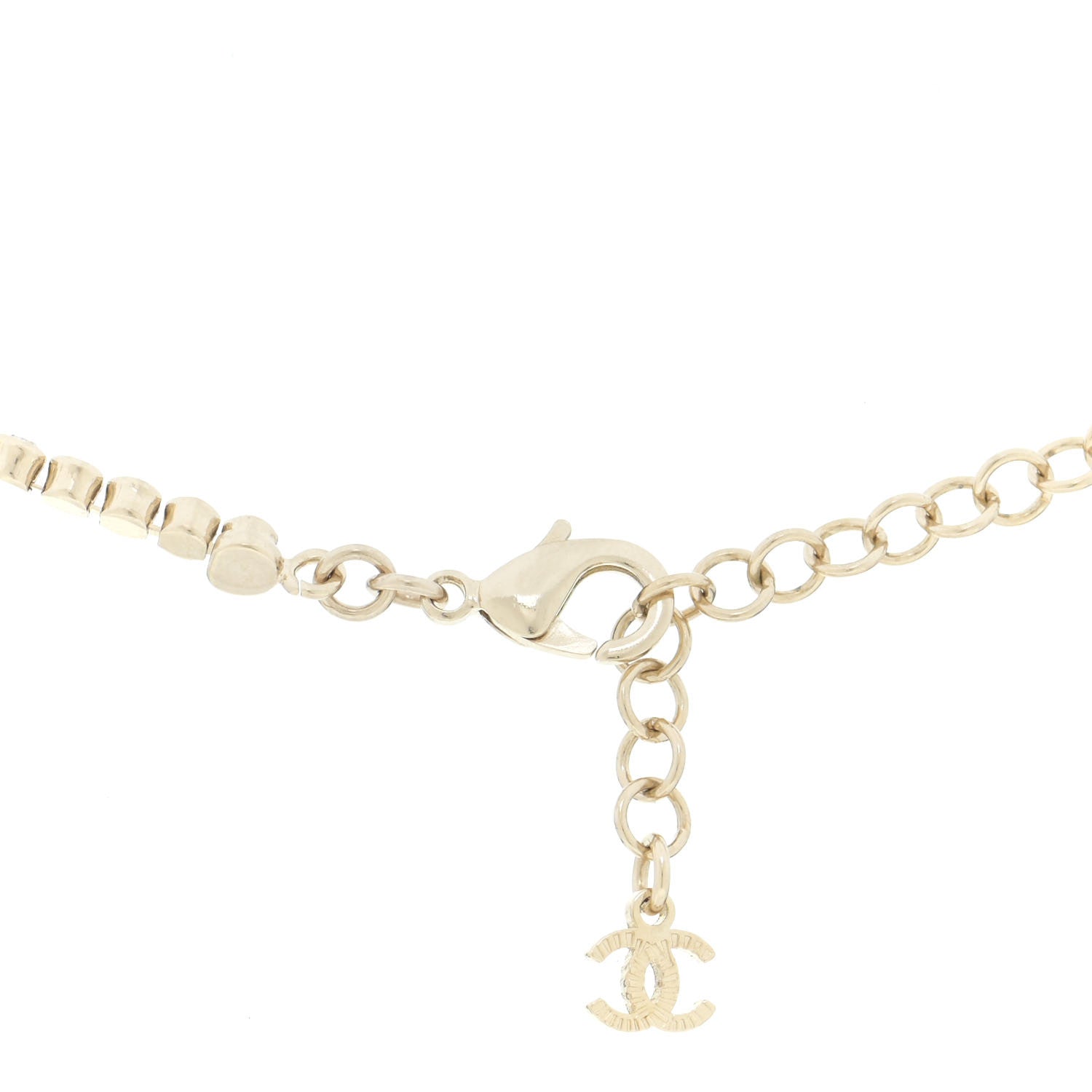 Chanel Crystal CC Chain Short Necklace Gold 5 of 6