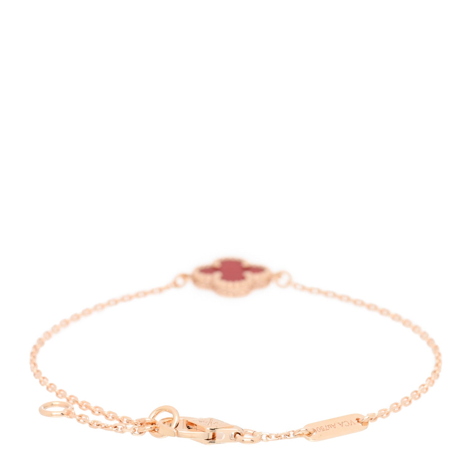 Van Cleef & Arpels 18K Rose Gold Carnelian Sweet Alhambra Bracelet 2 of 4