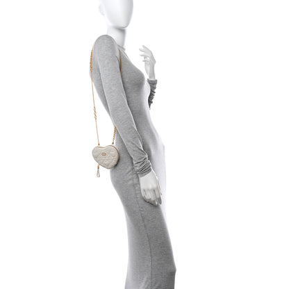 Christian Dior Calfskin Cannage Dioramour Caro Heart Pouch With Chain White 2 of 12