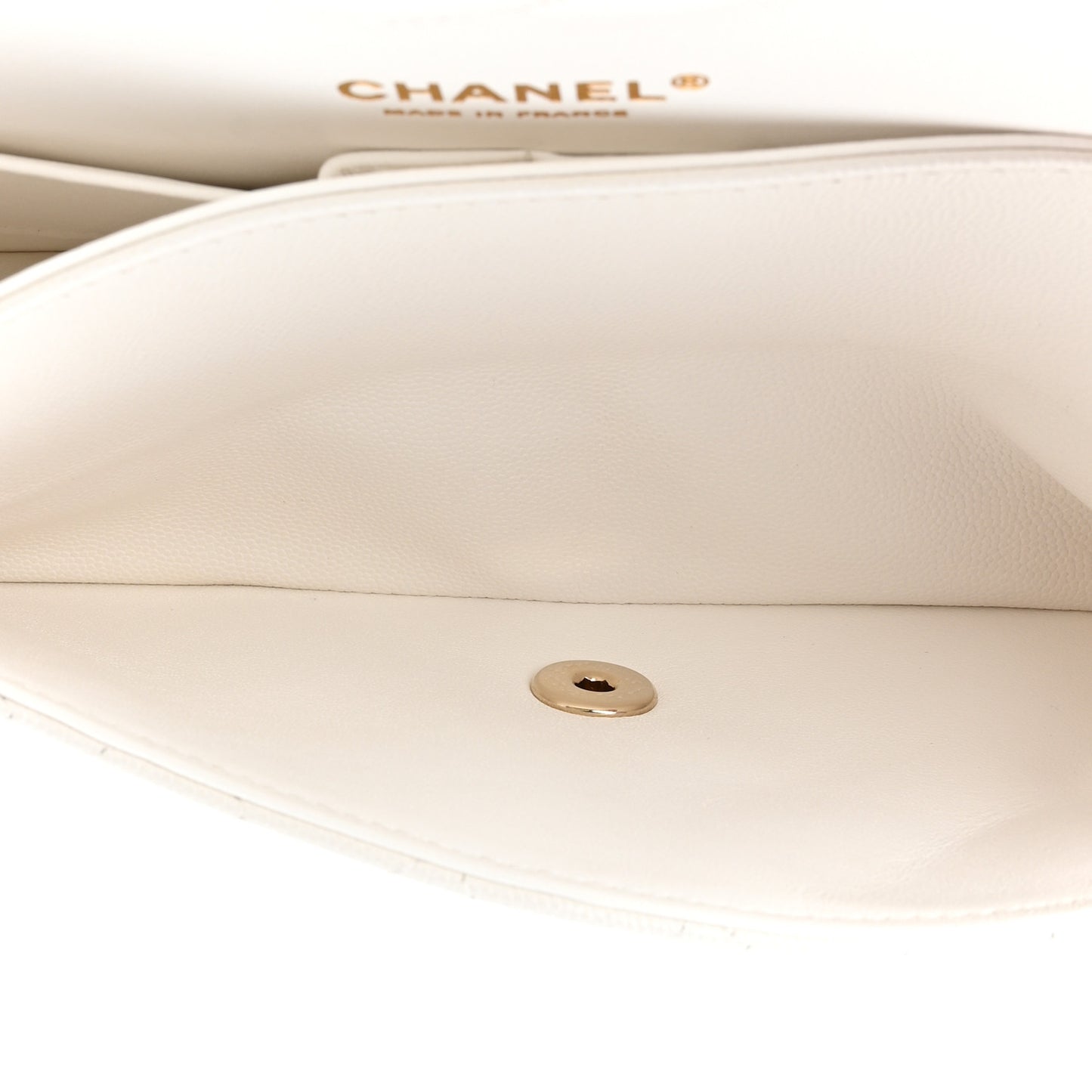 Caviar Quilted Medium Double Flap White