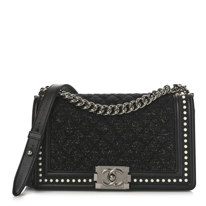 Chanel Calfskin Pearl Tweed Medium Boy Flap Black 1 of 9