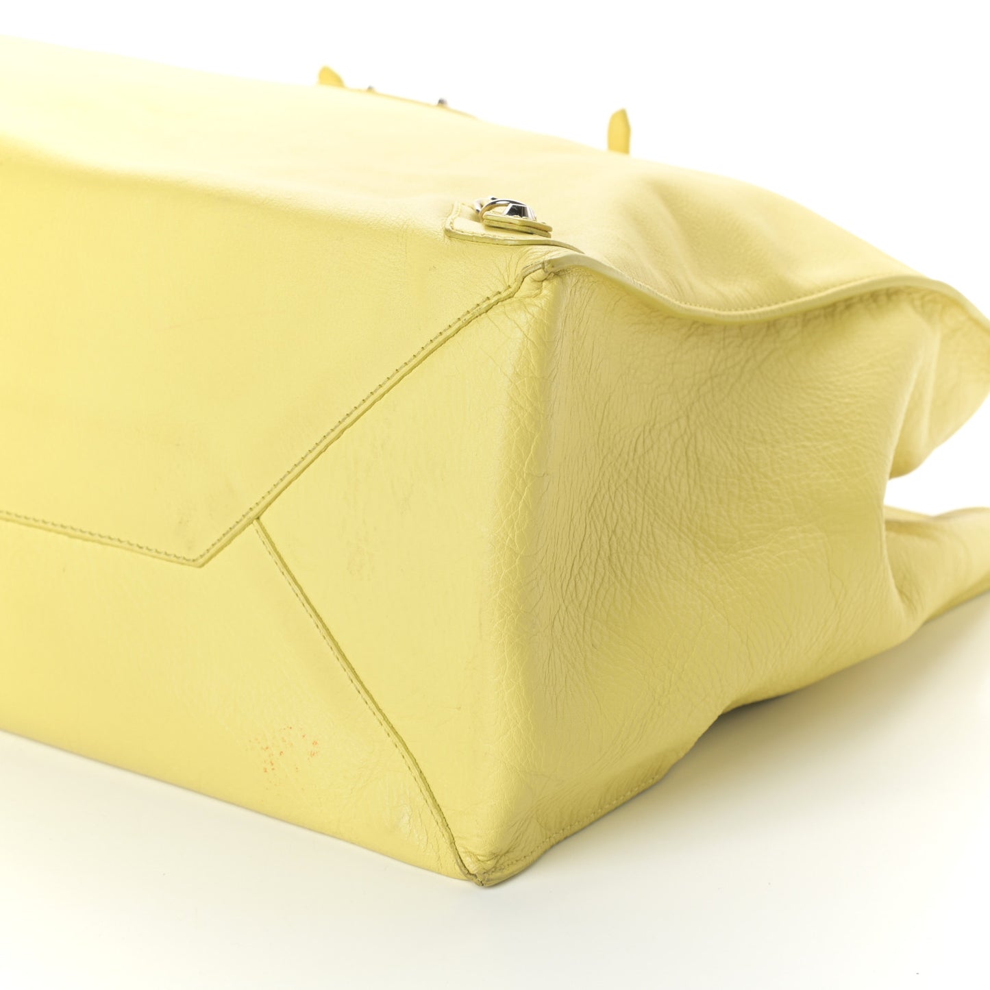 Veau Papier Classic Silver Hardware A4 Tote Jaune Poussin