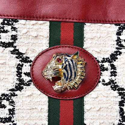 Gucci Tweed GG Monogram Large Rajah Chain Tote White Black Romantic Cherry 9 of 9