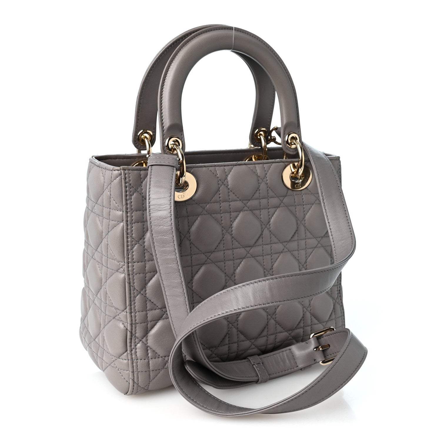 Christian Dior Lambskin Cannage Medium Lady Dior Grey 3 of 10