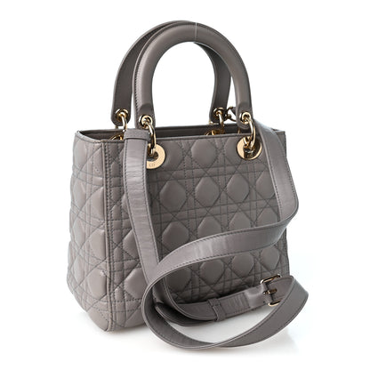 Christian Dior Lambskin Cannage Medium Lady Dior Grey 3 of 10