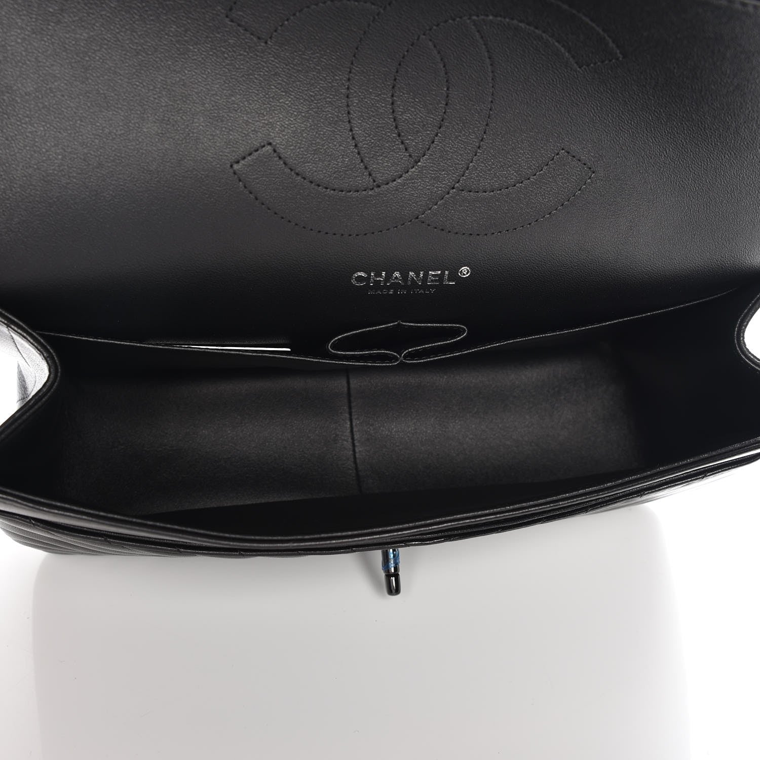 Chanel Lambskin Chevron Quilted Jumbo Double Flap So Black 5 of 8