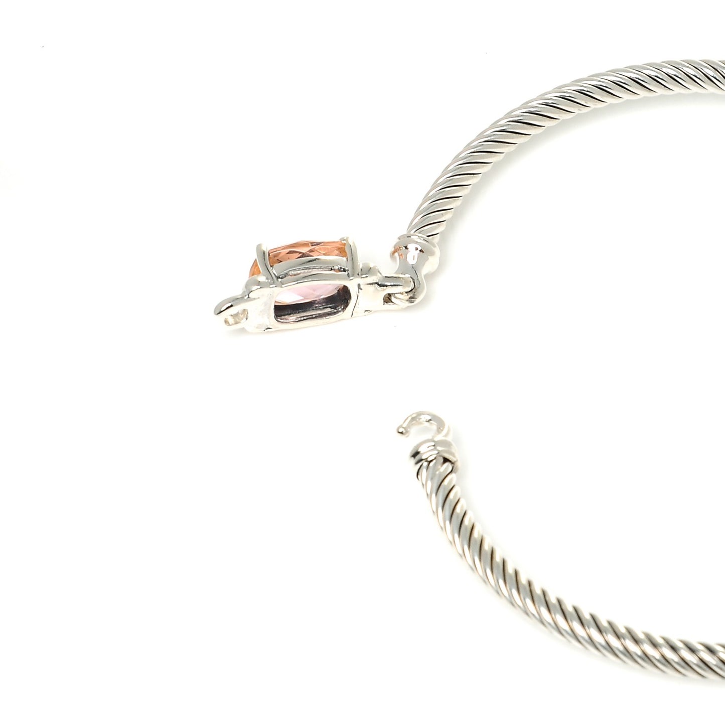 Sterling Silver Diamond Morganite 3mm Petite Wheaton Bracelet