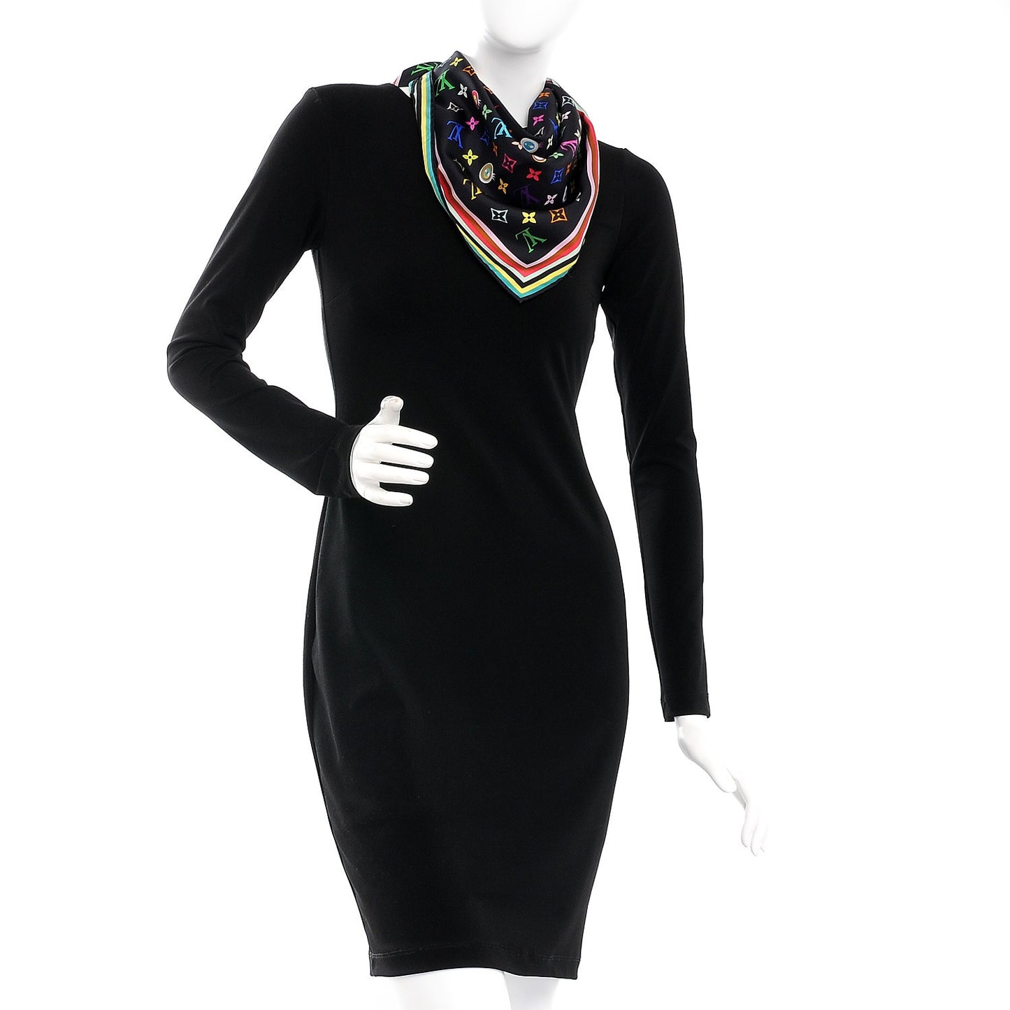 Silk Multicolor Eye Love Scarf Black