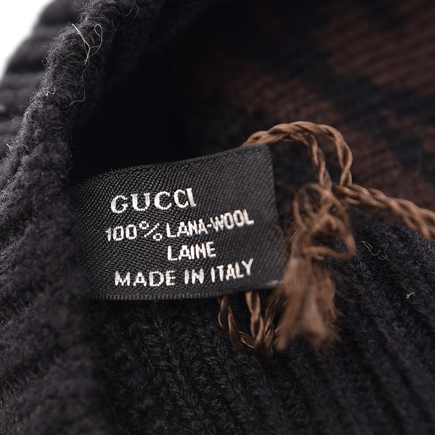 Wool Interlocking GG Logo Beanie Hat Black