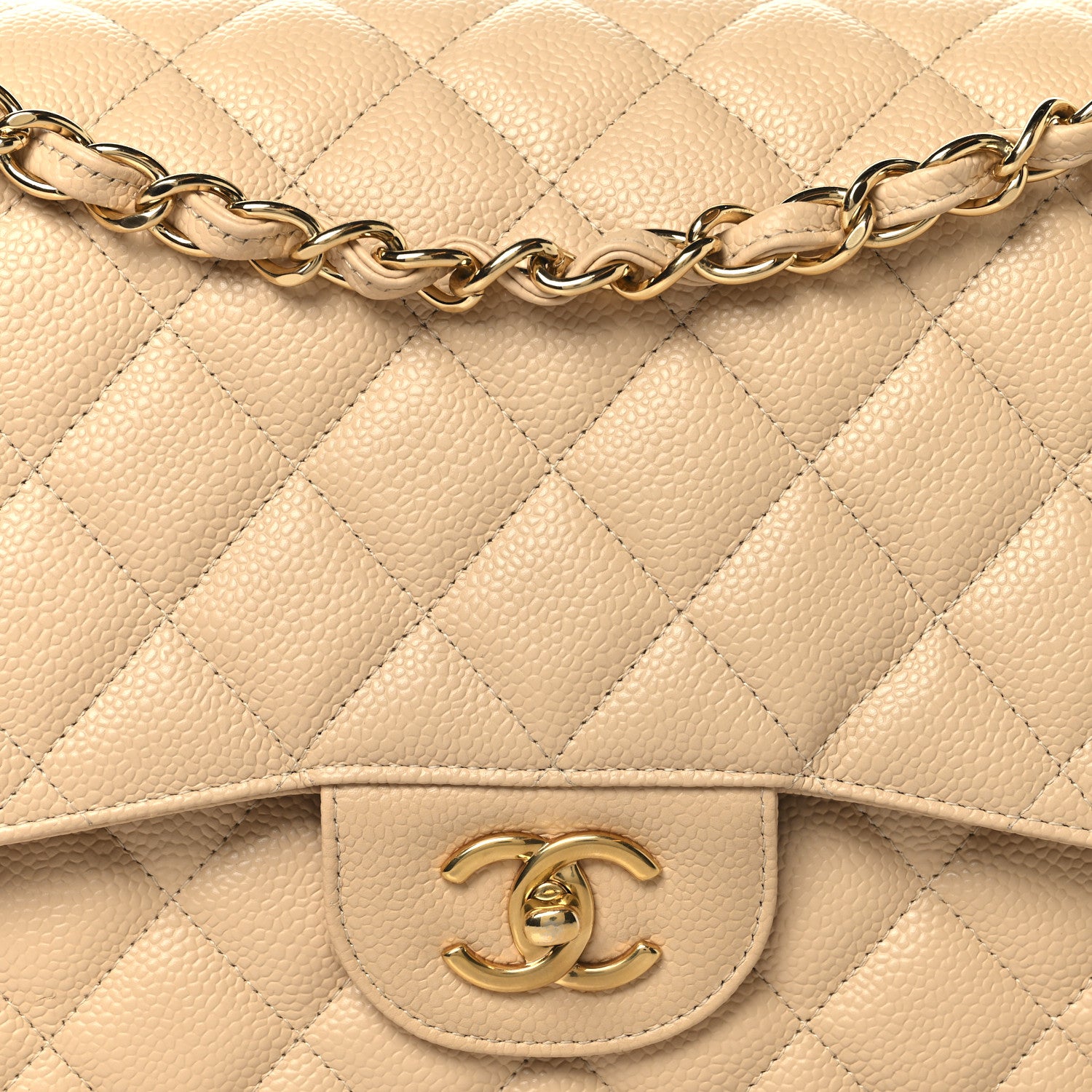 Chanel Caviar Quilted Jumbo Double Flap Beige Clair 8 of 10