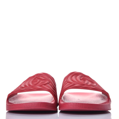 Gucci Rubber Matelasse Womens Slide Sandals 35 Hibiscus Red 2 of 8