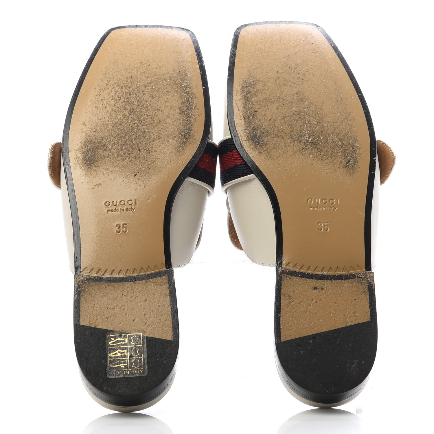Gucci Calfskin Web Womens Peyton GG Slippers 35 Mystic White 5 of 11
