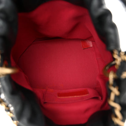 Chanel Lambskin Quilted Antique Signs Drawstring Bag Black 5 of 12