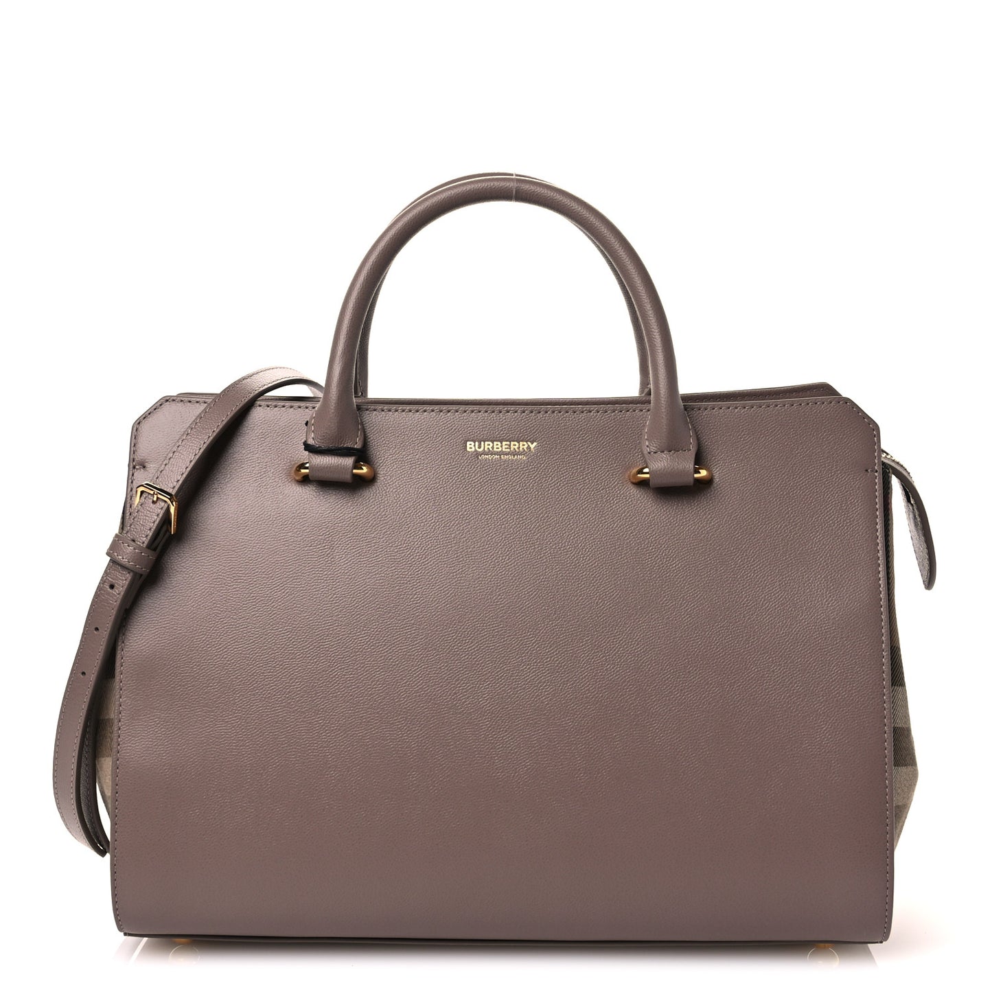 Calfskin Mega Check Small Banwell Tote Grey Mink