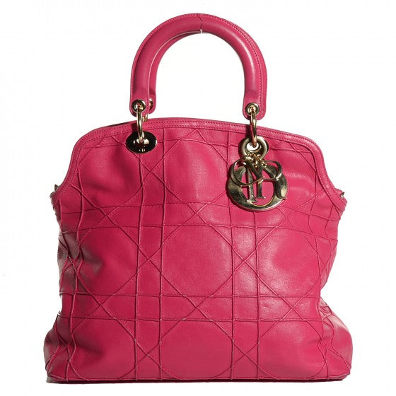 Christian Dior Lambskin Cannage Medium Granville Tote Fuchsia 1 of 20